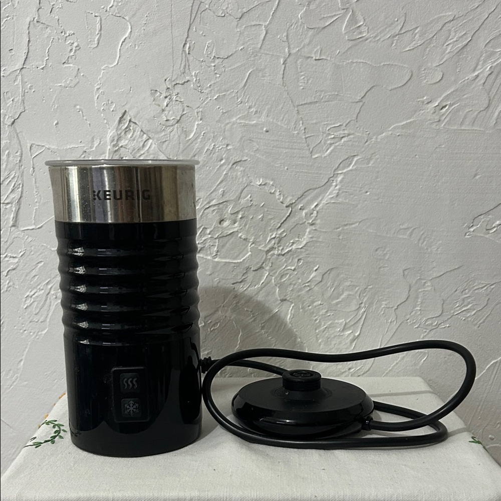 Keurig Black Electric Milk Frother with Stainless Accent